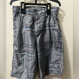 Boys Gray Plaid Swimming Trunks